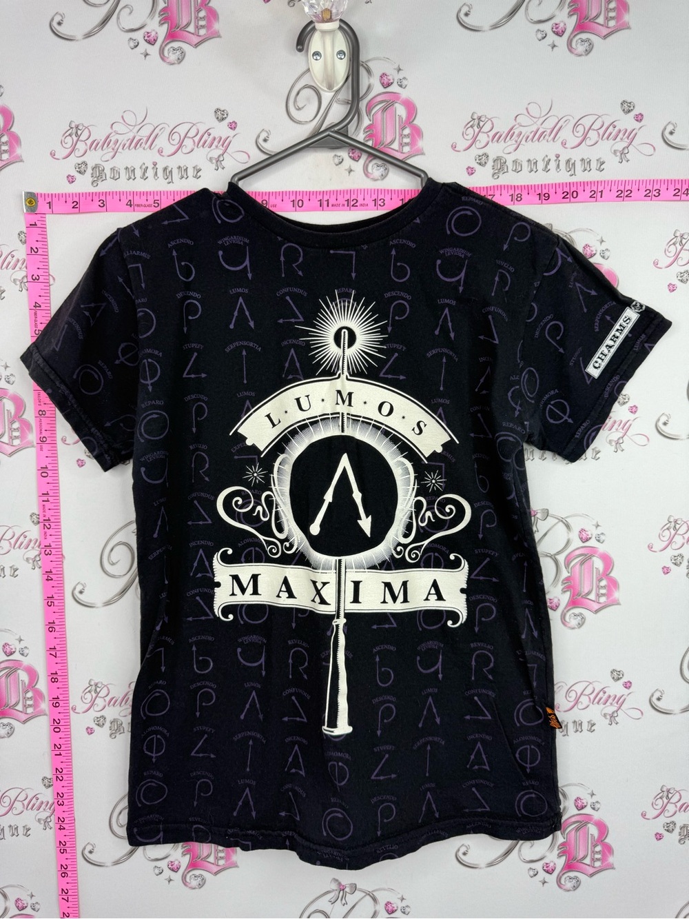 Harry Potter tshirt tee Lumos Maxima Black Graphic Short Sleeve Tee